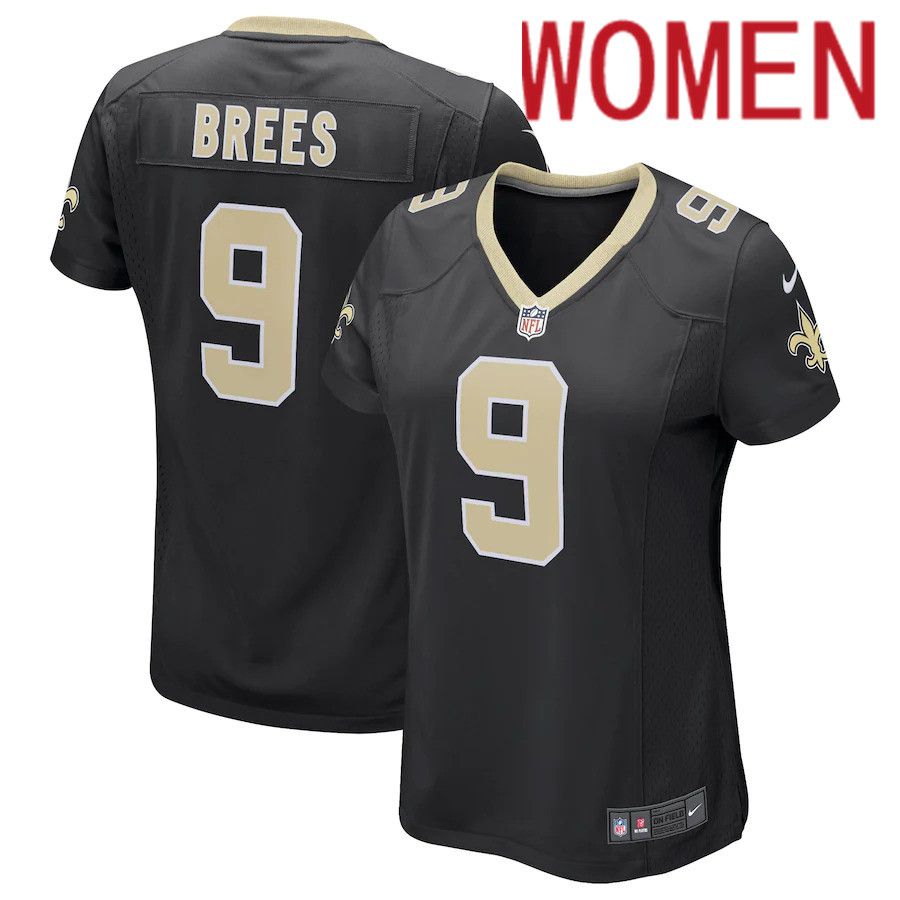 Women New Orleans Saints #9 Drew Brees Nike Black Game Player NFL Jersey->women nfl jersey->Women Jersey